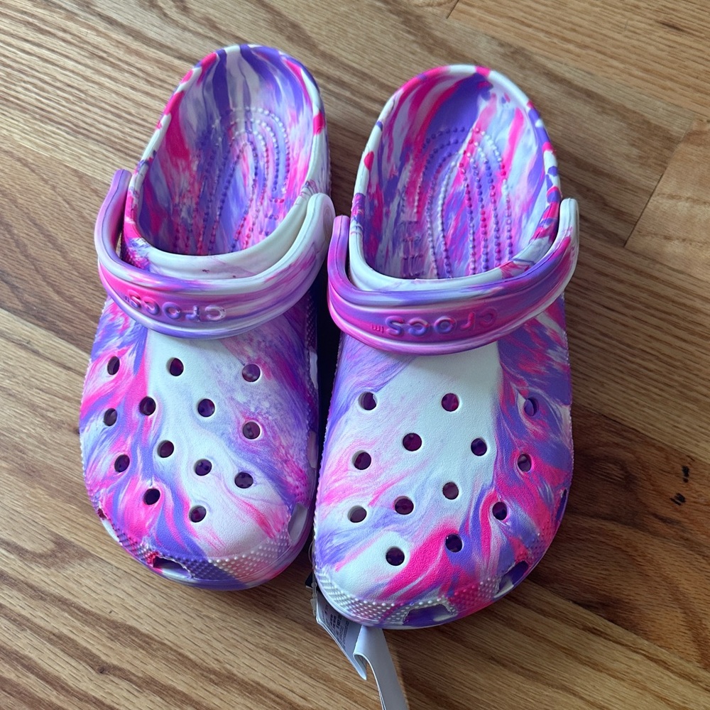 CROCS Kids Water Shoes - Pink, Purple, and White